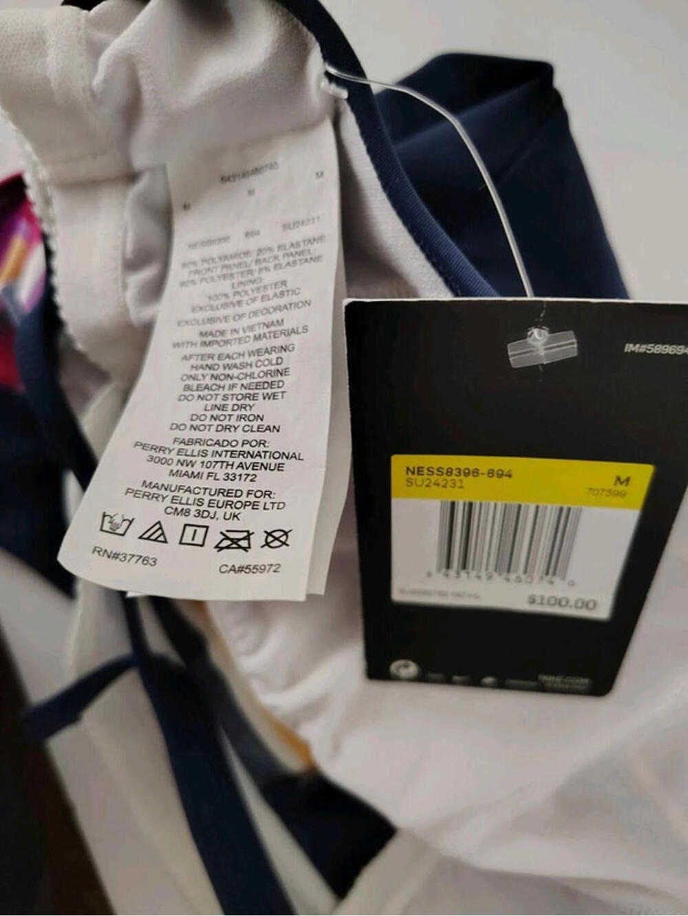 Nike swim tankini top racerback swimsuit women's sz m beach multicolor navy nwt - Picture 6 of 9